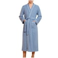 thumbnail image 1 of ShomPort Towel Robes for Mens Full Length Long Sleeve V-Neck Open Front Thick Nightwear Comfort Everyday Bathrobes with Pockets, 1 of 3