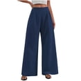 thumbnail image 1 of ShomPort Trousers for Womens Wide Leg High Waisted Ruched Stretchy Relax Dress Pants Business Casual Lightweight Workwear, 1 of 6