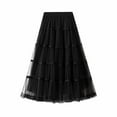 thumbnail image 1 of ShomPort Tulle Midi Skirt for Women High Waist Pleated Flowy Lace Trim A-Line Skirt Double Mesh Lace Trim Skirts, 1 of 7