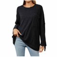 thumbnail image 1 of ShomPort Tunic Knit Pullover for Women Fall Casual Long Sleeve V-Neck/Crewneck Sweater Shirts Knitwear, 1 of 8
