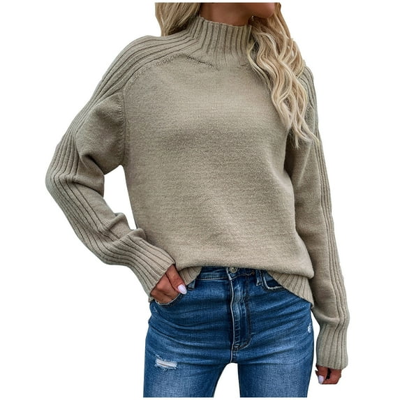 ShomPort Turtleneck Sweater for Women Fall Winter Long Sleeve Solid Color Comfy Knit Tops Classic Pullover Knitwear