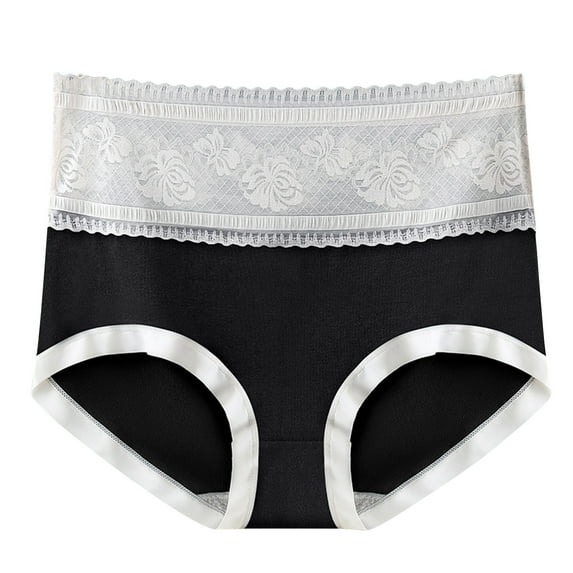 ShomPort Underwear for Women Lace Patchwork High Waisted Briefs Cotton Seamless Full Coverage Panties