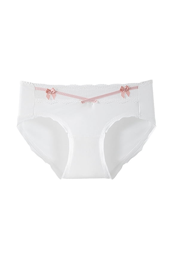 Underwear for Womens Ribbon High-Rise Waist Full Coverage Cute Panties Breathable Triangle Briefs