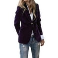 thumbnail image 1 of ShomPort Velvet Suit Jackets for Womens Turndown Collared Long Sleeve Button Dressy Overcoat Going Out Trendy Outwear with Pockets, 1 of 4