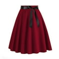 thumbnail image 1 of ShomPort Vintage Skirt for Women High Waist Lace Up Pleated Skirts Solid Color A-Line Midi Skirt, 1 of 2