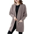 thumbnail image 1 of ShomPort Warm Knit Cardigan Sweaters for Women Open Front Long Sleeve Long Cardigan with Pockets, 1 of 6