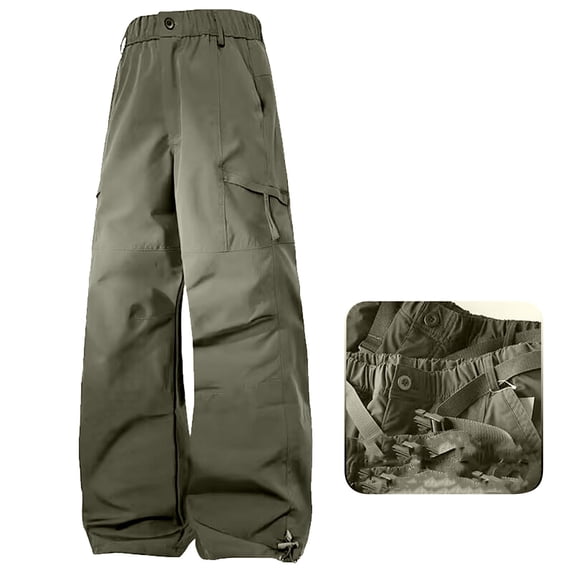 ShomPort Waterproof Cargo Pants for Womens Drawstring Cuff Quick-Dry High Waisted Pants Full Length Trendy Trousers with Multi Pockets