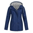 thumbnail image 1 of ShomPort Waterproof Jacket for Womens Hooded Zip up Plaid Lining Button Drawstring Trendy Streetwear with Pocket, 1 of 6