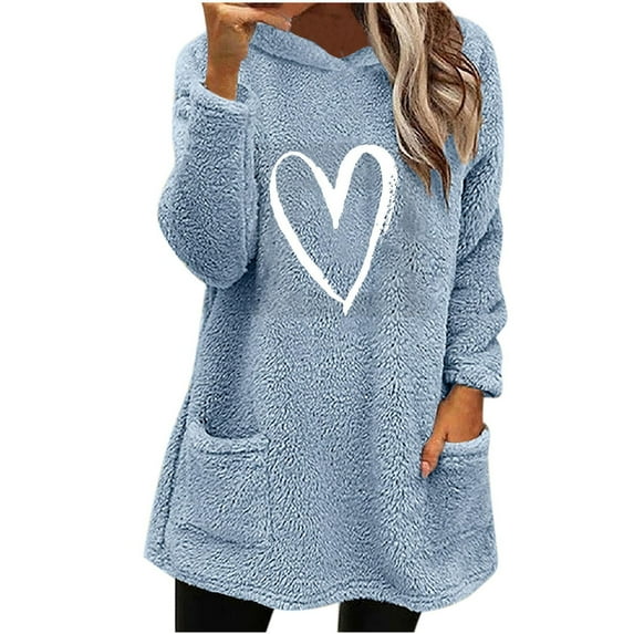 ShomPort Weighted Hoodie Long Sleeve Hooded Fuzzy Sweatshirt Womens Winter Fleece Sweater With Pockets