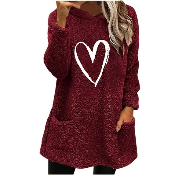 ShomPort Weighted Hoodie Long Sleeve Hooded Fuzzy Sweatshirt Womens Winter Fleece Sweater With Pockets