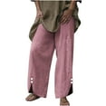 thumbnail image 1 of ShomPort Wide Leg Pants for Women Casual Fall Drawstring High Waisted Long Pants Solid Plain Color Lounge Pants (Pink 21), 1 of 5