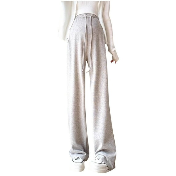 ShomPort Wide Leg Sweatpants for Pregnancy Womens Drawstring Elastic Waist Loose Trousers Outdoor Solid Color Athletic Clothes