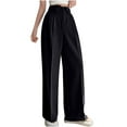 thumbnail image 1 of ShomPort Wide Leg Trousers for Women High Waisted Business Casual Pants Pleated Front Straight Pants Loose, 1 of 5