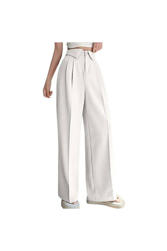 Wide Leg Trousers for Women High Waisted Business Casual Pants Pleated Front Straight Pants Loose