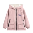 thumbnail image 1 of ShomPort Windbreaker for Girls Warm Fleece Lined Hooded Raincoats Zip Pockets Outdoor Jackets Trench Coat 4-15 Years, 1 of 7