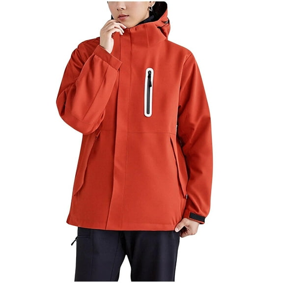 ShomPort Windbreaker for Womens Plus Size Waterproof Long Sleeve Jackets Athletic Climbing Hiking Outdoor Coats with Multi-Pockets