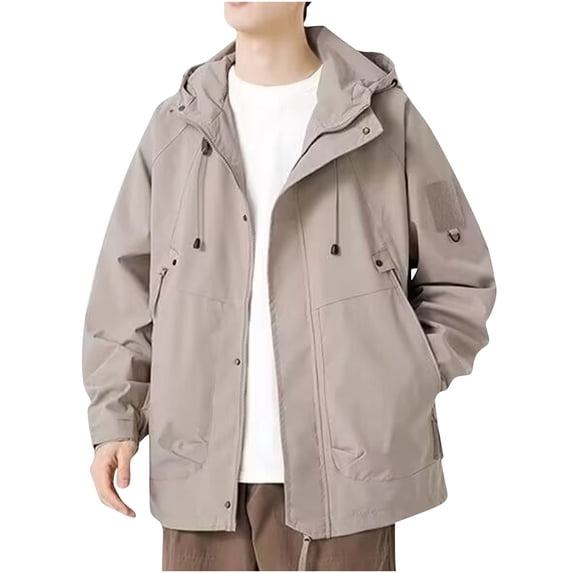 ShomPort Windproof Jackets for Mens Drawstring Adjustable Cuff Lightweight Full Zipper Hooded Coats Running Outdoor Jackets