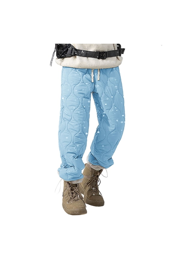 Windproof Pants for Mens Fleece Drawstring Elastic Waist Textured Trousers Outdoor Athletic Cozy Workout Daily Ski Pants