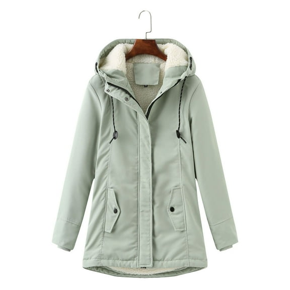 ShomPort Winter Coats for Women Long Sleeve Fleece Lined Hooded Jackets Casual Warm Pockets Outerwear