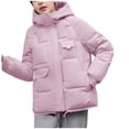thumbnail image 1 of ShomPort Winter Fashion Puffer Jacket for Women Casual Comfortable Long Sleeve Zipper Hooded Pockets Coat (Pink), 1 of 4