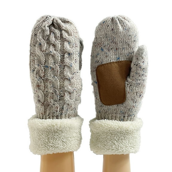 ShomPort Winter Mittens for Womens Unisex Cable No-Slip Cotton Fleece Lined Solid Color Outdoor Driving Thermal Gloves