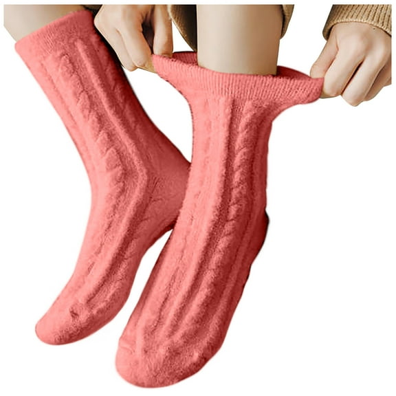 ShomPort Winter Thick Sock Girls Women Cozy Warm Sleeping Socks Solid Color Cute Fuzzy Socks