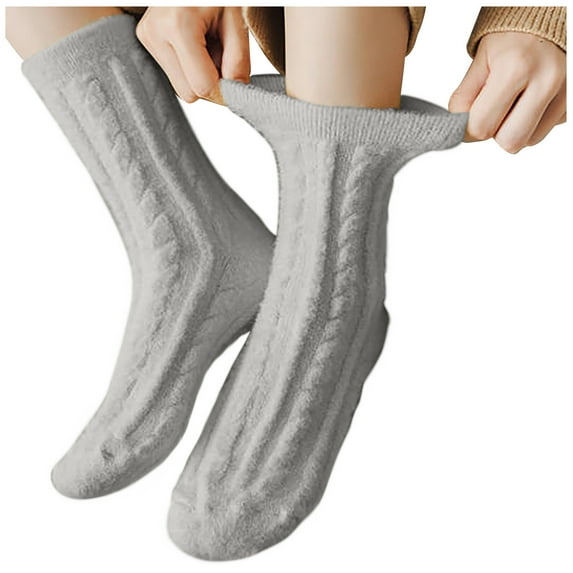 ShomPort Winter Thick Sock Girls Women Cozy Warm Sleeping Socks Solid Color Cute Fuzzy Socks