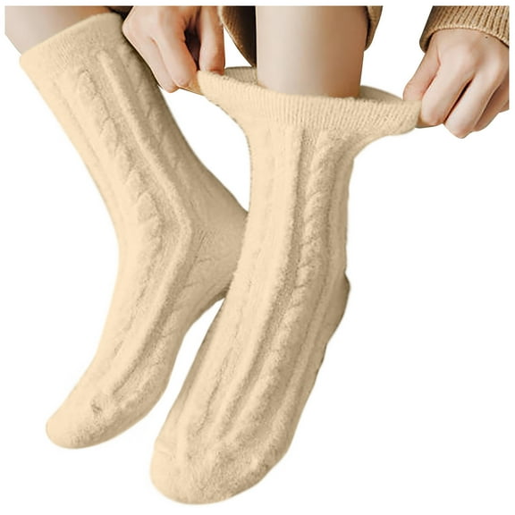 ShomPort Winter Thick Sock Girls Women Cozy Warm Sleeping Socks Solid Color Cute Fuzzy Socks