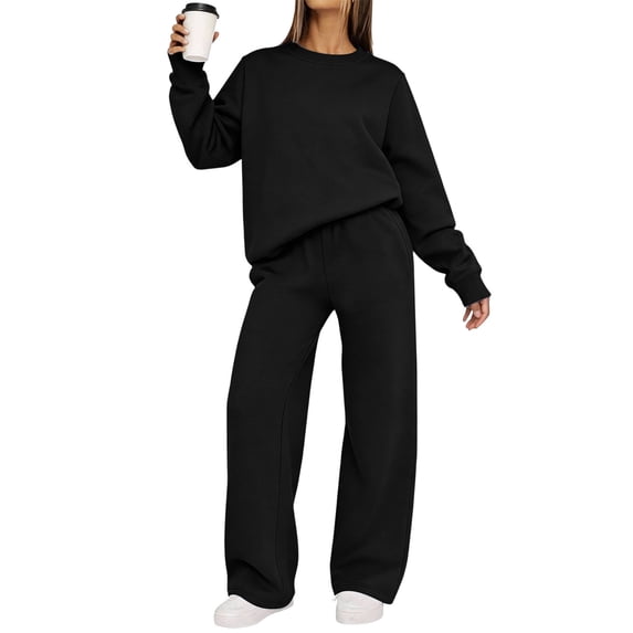 ShomPort Womens 2 Piece Outfits Loose Crewneck Sweatshirts Jogger Pants Matching Lounge Sets Fall Winter Sweatsuits Outfits