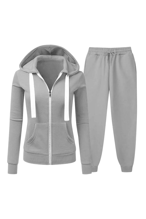 Women 2 Piece Outfits Tracksuit Casual Loose Zip up Hoodie Sweatsuits Joggers Long Pant Set