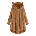 thumbnail image 1 of ShomPort Women Casual Double Fleece Fuzzy Sweatshirt Long Sleeve Buttons Pullover Cute Hoodies Coat, 1 of 4