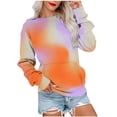 thumbnail image 1 of ShomPort Women Crewneck Gradient Color Sweatshirt Casual Fall Long Sleeve Shirt with Pocket, 1 of 6