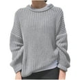 thumbnail image 1 of ShomPort Women Crochet Knit Pullover Tops Solid Color Long Sleeve Crewneck Sweaters Jumper Tops, 1 of 2