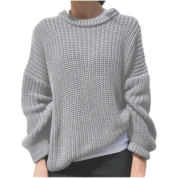 ShomPort Women Crochet Knit Pullover Tops Solid Color Long Sleeve Crewneck Sweaters Jumper Tops