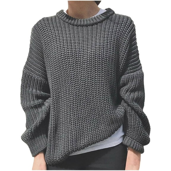 ShomPort Women Crochet Knit Pullover Tops Solid Color Long Sleeve Crewneck Sweaters Jumper Tops