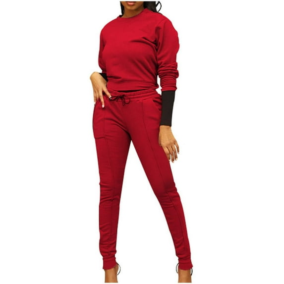 ShomPort Women Fall Casual 2 Piece Outfit Long Pant Set Workout Long Sleeve Sweatsuits Tracksuits