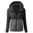 thumbnail image 1 of ShomPort Women Fuzzy Jacket Full Zip Color Block Coat with Pockets Fleece Lined Warm Winter Casual Outfits, 1 of 3