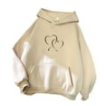 thumbnail image 1 of ShomPort Women Graphic Print Hoodies Fleece Sweatshirt Casual Basic Long Sleeve Workout Pullover Fall Clothes (Khaki 37), 1 of 3