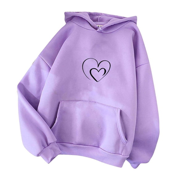 ShomPort Women Graphic Print Hoodies Fleece Sweatshirt Casual Basic Long Sleeve Workout Pullover Fall Clothes (Purple 39)