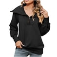 thumbnail image 1 of ShomPort Women Half Zip Sweatshirt Sweater Long Sleeve V Neck Casual Loose Sweatshirt Pullover Fall Clothes, 1 of 9