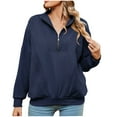 thumbnail image 1 of ShomPort Women Half Zip Sweatshirt Sweater Long Sleeve V Neck Casual Loose Sweatshirt Pullover Fall Clothes, 1 of 9