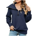 thumbnail image 1 of ShomPort Women Half Zip Sweatshirt Sweater Long Sleeve V Neck Casual Loose Sweatshirt Pullover Fall Clothes, 1 of 9