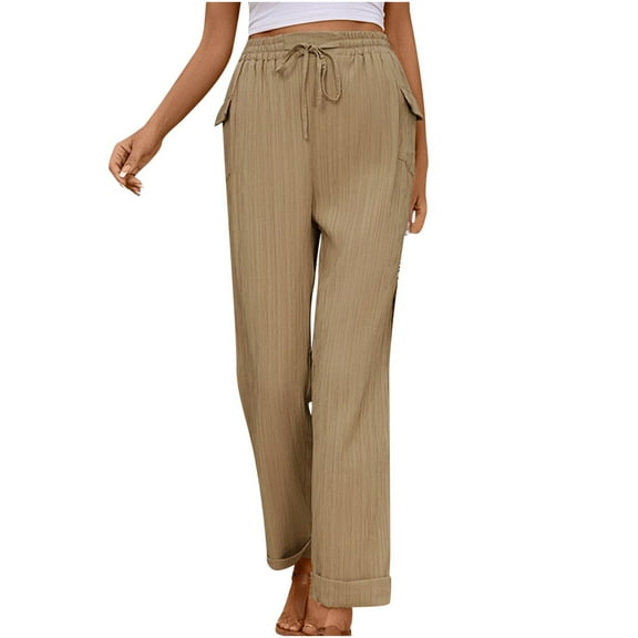 ShomPort Women High Waist Casual Wide Leg Long Palazzo Pants Business Office Straight Trousers