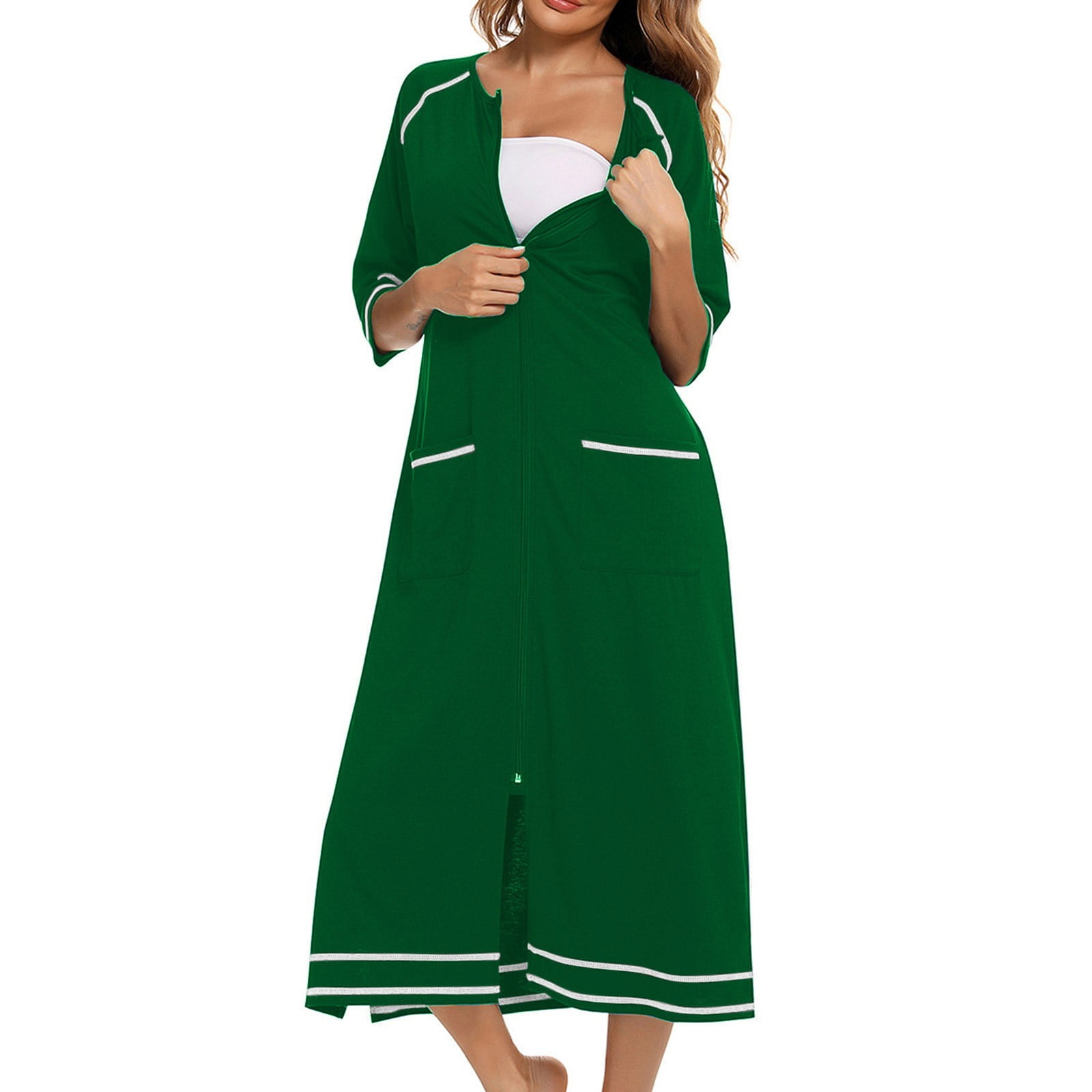 chinese dress ladies Ekouaer Women's House Dress with Pockets Moomoo Dresses Short Sleeve Mumu Nightgown Lounge Dress Button Down Sleepwear Blue with Flower / XL