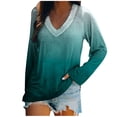 thumbnail image 1 of ShomPort Women Long Sleeve Shirts Casual V Neck Solid Color Blouses Dressy Tunic Tops for Leggings, 1 of 4