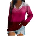 thumbnail image 1 of ShomPort Women Long Sleeve Shirts Casual V Neck Solid Color Blouses Dressy Tunic Tops for Leggings, 1 of 4