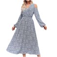 thumbnail image 1 of ShomPort Women Long Sleeve Wrap Maxi Dress V Neck Boho Floral Print Flowy Fall Dresses, 1 of 8