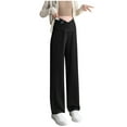 thumbnail image 1 of ShomPort Women Maternity Straight Leg Pants Textured Cross Front High Elastic Waist Cotton Loungewear Loose Business Trousers, 1 of 5