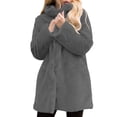 thumbnail image 1 of ShomPort Women Open Front Jacket Winter Fuzzy Plush Coat Fashion Fleece Long Sleeve Lapel Outwear, 1 of 5