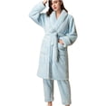 thumbnail image 1 of ShomPort Women Pajamas Set Fleece Tie Waist Long Tops Wide Leg Pants Winter Cozy Plush Sets 2 Piece Sleepwear Outfits, 1 of 8